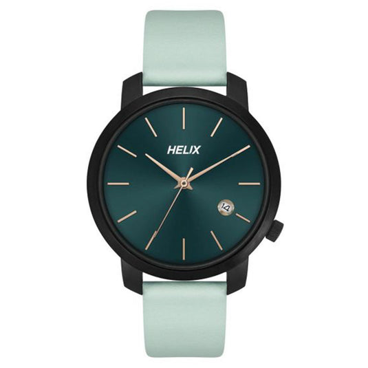 Helix Dark Green Dial Leather Strap