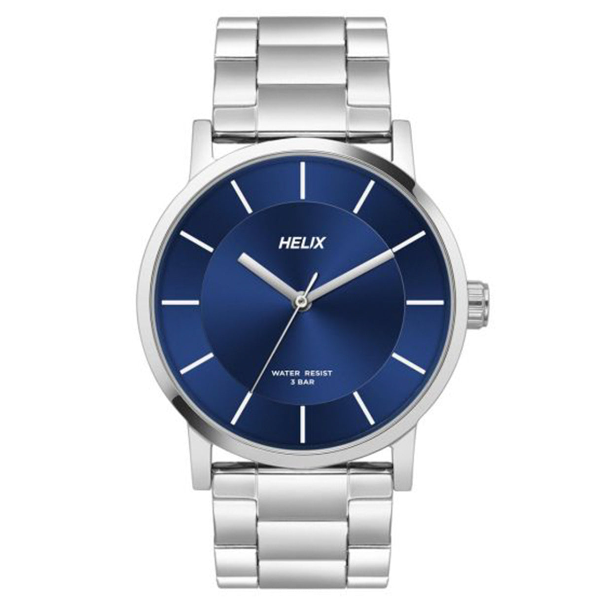 Helix Clock Helix Analog Men Blue Dial Stainless Steel Strap