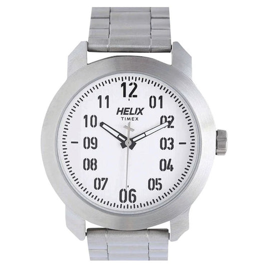 Helix Analog White Dial Stainless Steel Strap