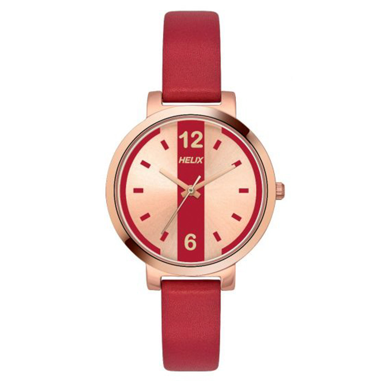 Helix Women Red Leather Strap