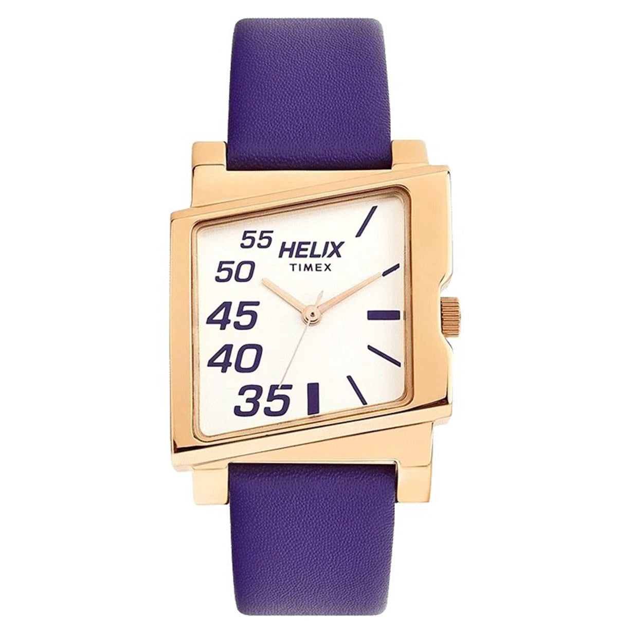 Helix Square Shaped Case Purple Leather Strap