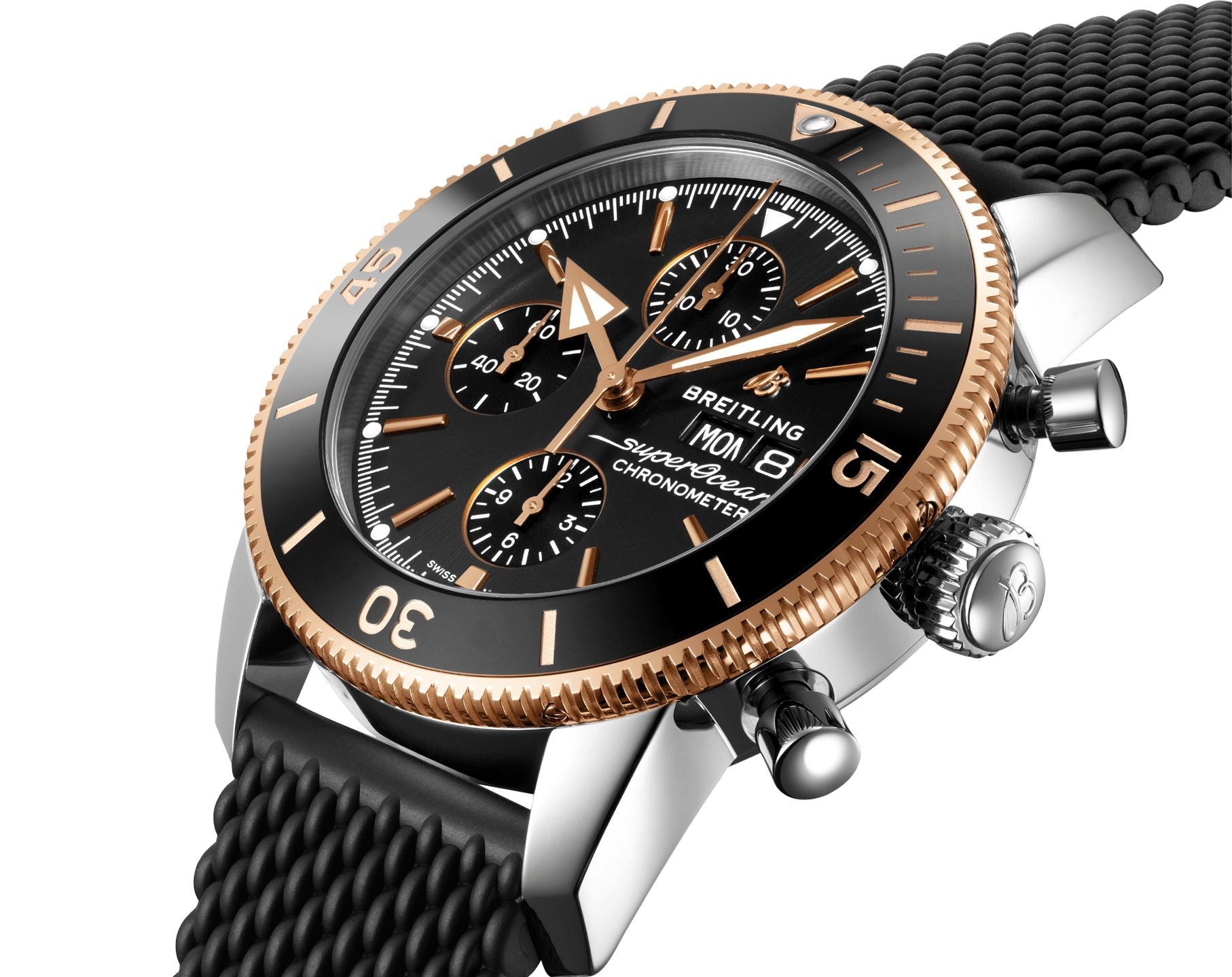 Superocean Heritage Chronograph 44 Black & Rose Gold 