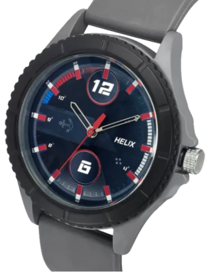 Helix Analog Black Dial Leather Strap