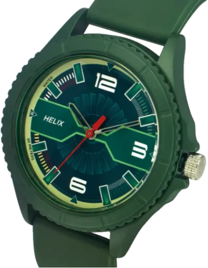 Helix Green Dial Leather Strap