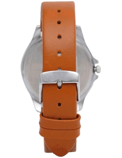 Helix Analog White Dial Leather Strap