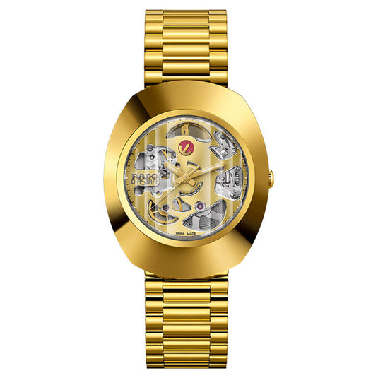 Rado Diastar Original Skeleton Gold Dial Men's Watch 35mm