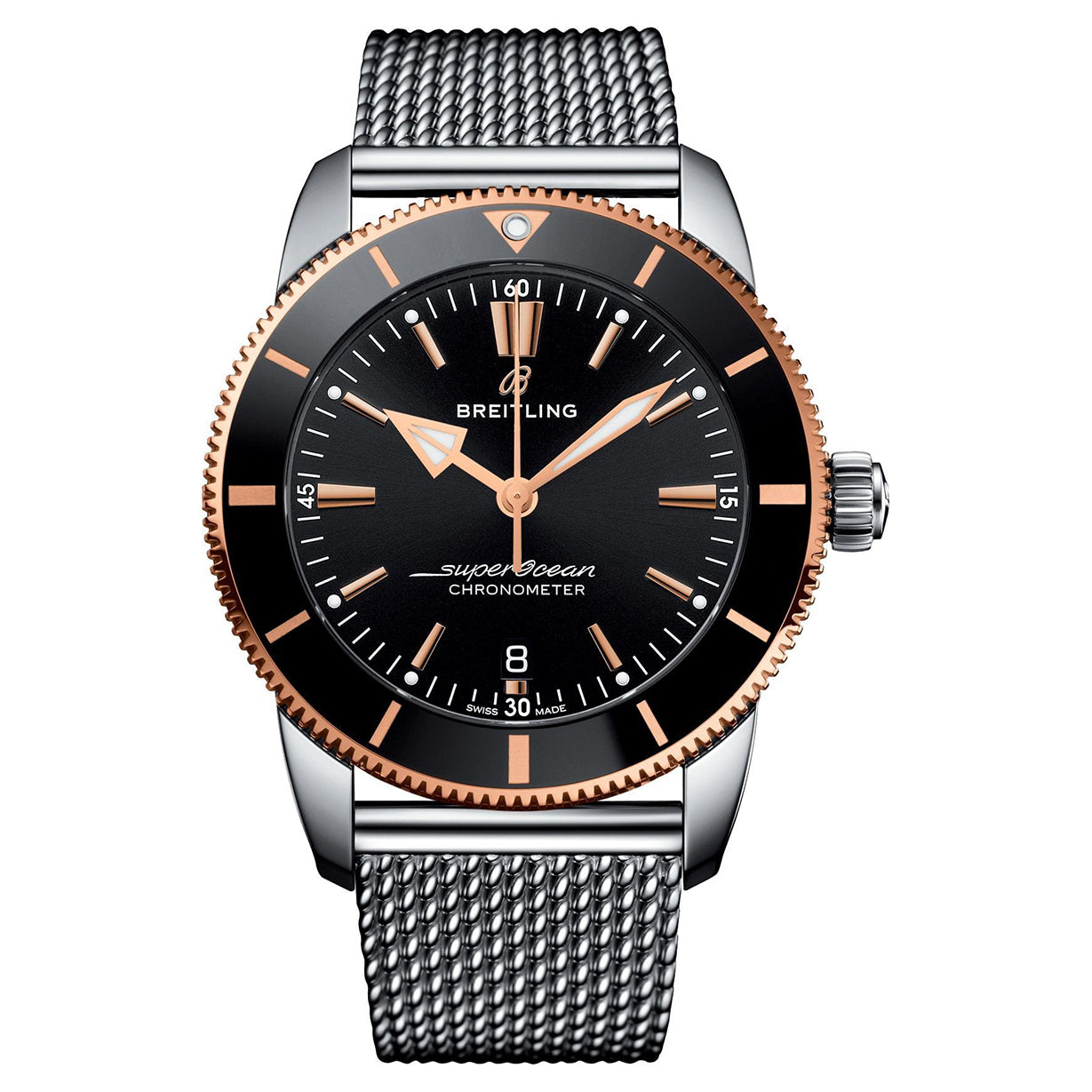 Breitling Superocean Heritage B20 Automatic 44  Rose Gold & Stainless Steel Black Dial Men 44mm